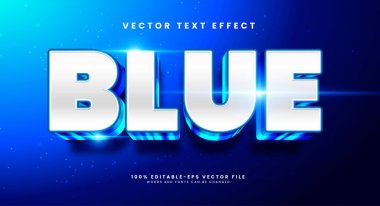 Mavi zarif metin biçimi efekti. Parlak lüks konsepti olan vektör metin efekti.