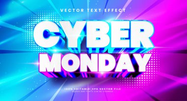 Siber pazartesi 3d düzenlenebilir vektör metin etkisi. Lüks konseptli vektör metin efekti.