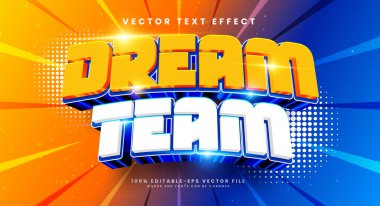 Rüya Takım 3d düzenlenebilir vektör metin etkisi. Lüks konseptli vektör metin efekti.