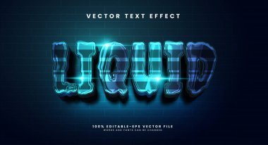 3D gerçekçi sıvı düzenlenebilir metin etkisi. İnanılmaz bir sıvı teknoloji temalı vektör metin efekti.