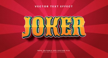 Joker komik, düzenlenebilir metin etkisi. Eğlenceli çizgi film temaları için uygun vektör metin efekti.
