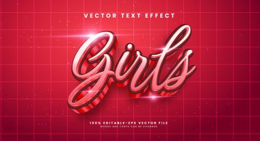 Pembe, düzenlenebilir metin efekti. Romantik bir tema için uygun zarif pembe renkli vektör metin efekti.