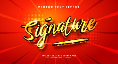 Altın imza düzenlenebilir metin tarzı efekti. Lüks altın rengi olan vektör metin efekti.