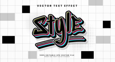 Biçim düzenlenebilir metin etkisi. Çizgi film teması ve graffiti metni ile vektör metin efekti.