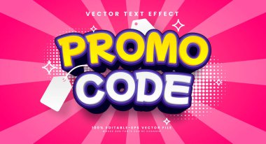 Promosyon kodu düzenlenebilir metin etkisi. Ürün tanıtımı için vektör metin efekti.