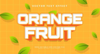 Turuncu meyve düzenlenebilir metin etkisi. Minimalist turuncu renkli vektör metin efekti.