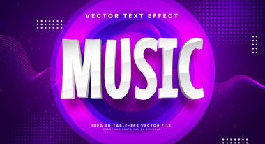 Parlak müzik düzenlenebilir metin etkisi. Gece etkinliği posterleri için uygun lüks neon ışık temalı vektör metin efekti.