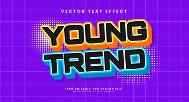 Genç eğilim düzenlenebilir vektör metin etkisi. Gençlik eğilimi temaları için uygun bir hipster stili ile vektör metin efekti.