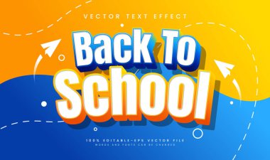 Okula geri dönüş, eğitim kavramı ile birlikte düzenlenebilir vektör metin etkisi
