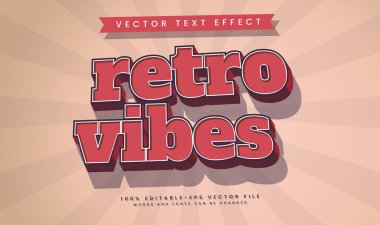 Retro titreşimler düzenlenebilir vektör metin efekti, eski vintage konsept ile