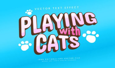 Çizgi film stili konseptiyle kedilerle oynamak düzenlenebilir vektör etkisi