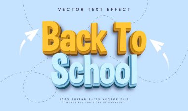 Okula geri dönüş, eğitim kavramı ile birlikte düzenlenebilir vektör metin etkisi