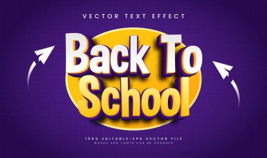 Okula geri dönüş, eğitim kavramı ile birlikte düzenlenebilir vektör metin etkisi