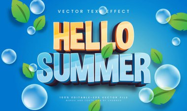 Merhaba yaz için düzenlenebilir metin efekti, yaz etkinliği konseptiyle