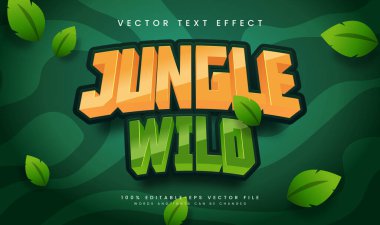 Tropikal yeşil konseptli orman macerası düzenlenebilir vektör metin efekti