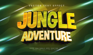 Tropikal yeşil konseptli orman macerası düzenlenebilir vektör metin efekti