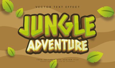 Tropikal yeşil konseptli orman macerası düzenlenebilir vektör metin efekti