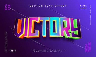Modern teknoloji konseptiyle zafer zarif renkli düzenlenebilir vektör metin efekti