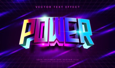 Modern teknoloji konseptiyle güç renklendirilebilir vektör metin efekti