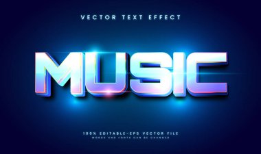 Modern teknoloji konseptiyle müzik düzenlenebilir vektör metin efekti