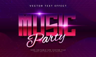 Modern pembe kavramlı müzik partisi düzenlenebilir vektör metin efekti