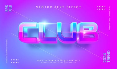 Parlayan ışık teknolojisi konseptiyle, kulüp siber düzenlenebilir vektör metin efekti