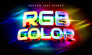 Renkli eğilim kavramına sahip RGB renk düzenlenebilir vektör metin efekti
