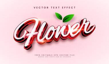 Kırmızı çiçek düzenlenebilir metin efekti, modern zarif bir konseptle