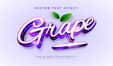 Üzüm zarif düzenlenebilir metin efekti, mor konsept ile
