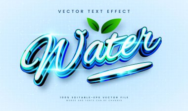 Mavi su değiştirilebilir vektör metin efekti, 3D lüks konsept ile