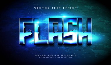 Modern teknoloji teması için uygun mavi flaş düzenlenebilir vektör metin efekti