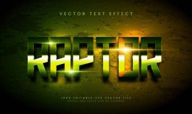 3B Raptor düzenlenebilir vektör metin efekti, vahşi yaşam teması için uygun