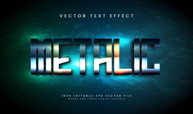 Modern zarif bir konsepte sahip mavi metalik düzenlenebilir vektör metin efekti