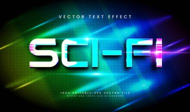 Modern zarif teknoloji teması için uygun bilim kurgu düzenlenebilir vektör metin efekti