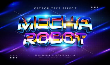 Modern teknoloji olayı için uygun mekanik robot düzenlenebilir vektör metin efekti