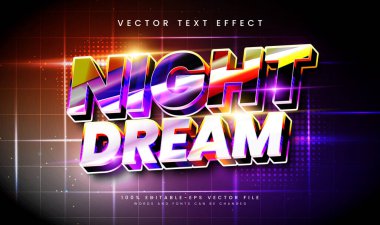 Zarif gece rüyası düzenlenebilir vektör metin efekti. Modern retro etkinliği için uygun.