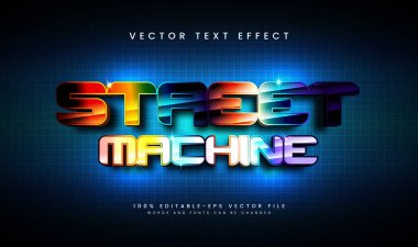 Modern sokak makinesi düzenlenebilir vektör metin efekti, renkli teknoloji konsepti.
