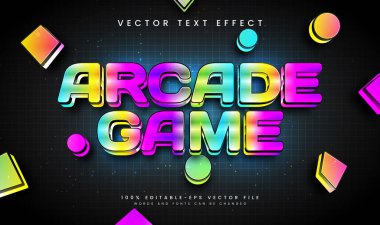 Renkli oyun düzenlenebilir vektör metin efekti. Oyun teması için uygun.