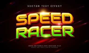 Sarı ve yeşil kombinasyon renk ile zarif hız yarışçısı düzenlenebilir vektör metin efekti.