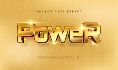 Altın zarif güç düzenlenebilir vektör metin efekti, lüks tema için uygun.