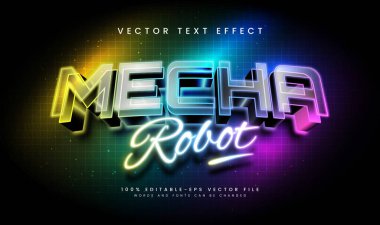 Modern teknoloji temalı, mekanik robot düzenlenebilir vektör metin efekti. Modern teknoloji etkinliği için uygun.