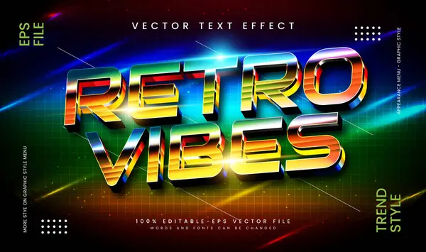 Parlayan retro titreşimler düzenlenebilir vektör metin efekti, modern teknoloji konseptiyle