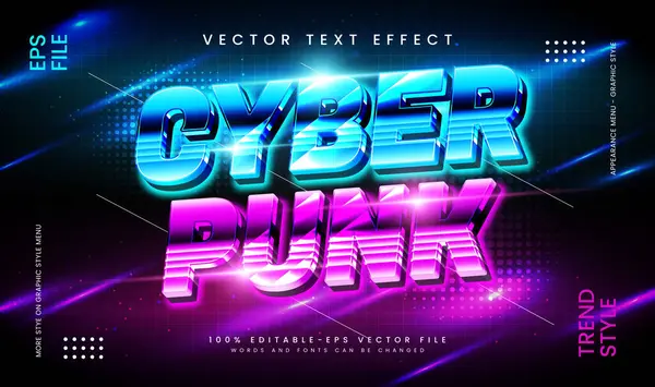 Siber punk parlayan tema, düzenlenebilir vektör metin efekti. Gece partisi için uygun..