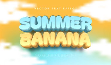 Yaz muz düzenlenebilir metin efekti, yaz veya tropikal meyve teması için uygun.