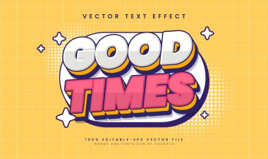 Klasik çizgi film tarzıyla iyi zaman komik, düzenlenebilir vektör metin efekti.