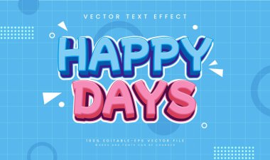 Mutlu günler düzenlenebilir vektör metin efekti. Mutlu başlık teması için uygun.
