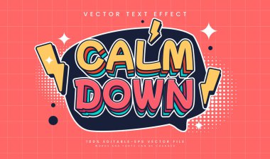 Klasik çizgi film tarzıyla komik, düzenlenebilir vektör metin efekti sakinleştir.