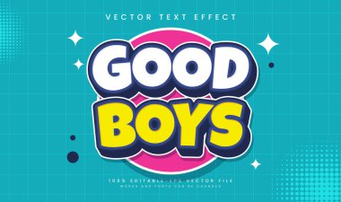 Klasik çizgi film tarzıyla, iyi çocuklar komik, düzenlenebilir vektör metin efekti. Mutlu tema retro için uygun.