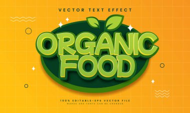 Doğal sağlıklı tema için uygun organik gıda düzenlenebilir vektör metin efekti.