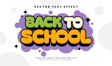Çizgi film temalı okula geri dönülebilir vektör metin efekti. Eğitim etkinliği için uygun.